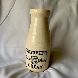 Vintage Certified Fresh Daily Cream Crock Stoneware Milk Bottle